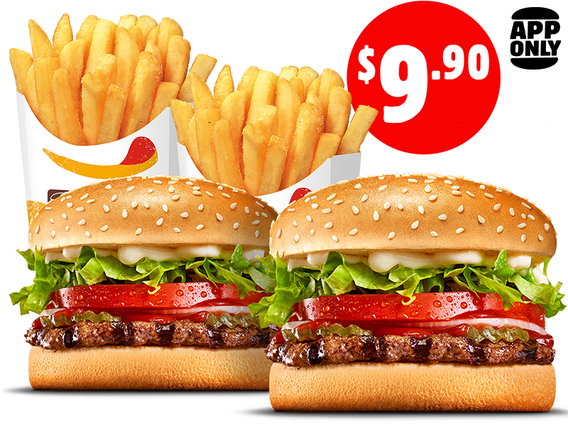$9.90 2 Whopper Jnr + 2 Medium Chips