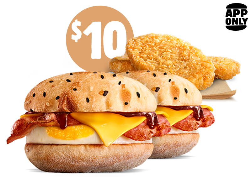 $10 2x Bacon & Egg Turkish Brekky Roll + 2 Hash Browns