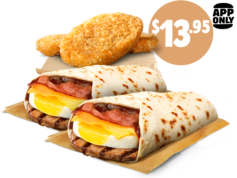 $13.95 2x BBQ Brekky Wrap + 2 Hash Browns