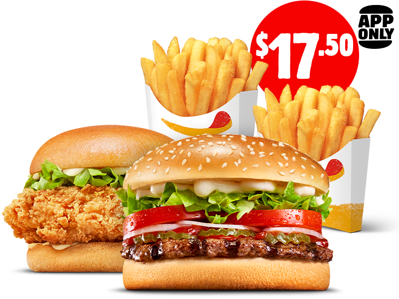 $17.50 Whopper®, Classic Jack's Fried Chicken + 2 Med Chips