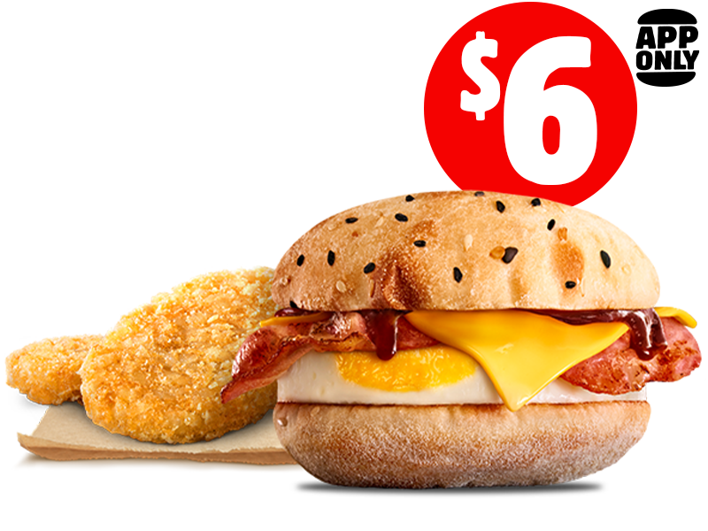 $6 Bacon & Egg Turkish Brekky Roll + 2 Hash Browns